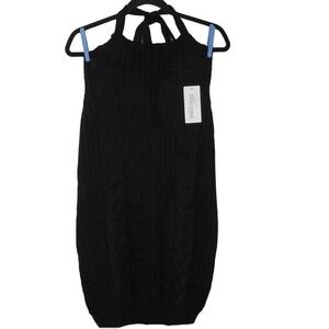 Measeor‎ Sweater Womens Medium Halter Neck Tie Low Back Black Lightweight NWT